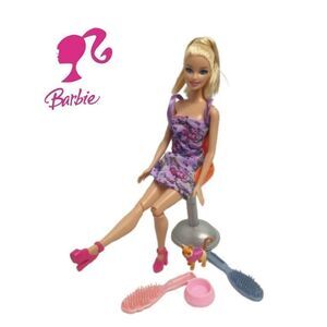 Barbie Doll With Blonde Ponytail, Chair, Backpack, Pet Cat &  Accessories